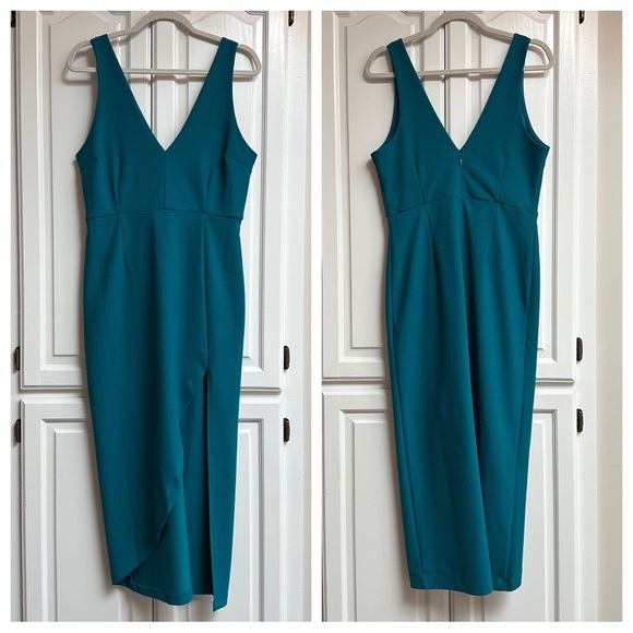 Abercrombie & Fitch Stretch Crepe Midi Dress in Teal Size Large - Picture 2 of 14